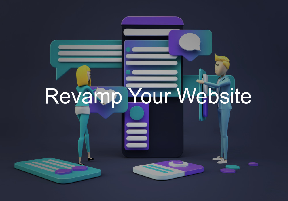 Two cartoon characters revamping a website